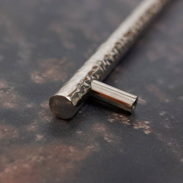 Hammered brass wire puller | Nickel | Ø1.1 x 2 x 20 cm | Hammered