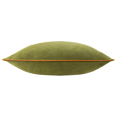 Olive green decorative pillowcase with light brown trim | 45 x 45 cm | Meridian