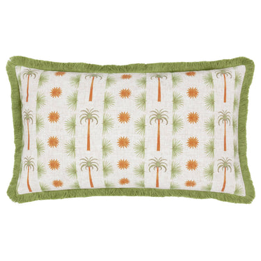 Orange-green decorative cushion with fringed edges | 50 x 30 cm | Tropicala Palm