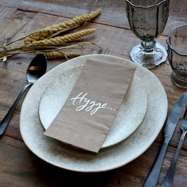 Napkin w. hygge L20/W10 cm mocca