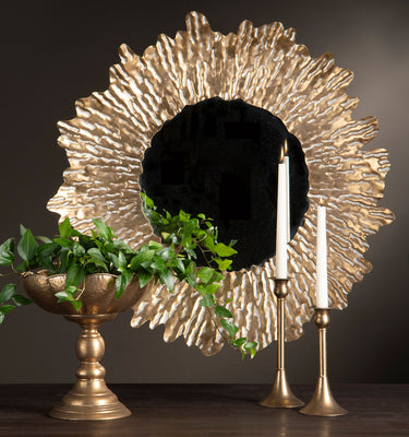 Mirror with gold-tone frames | Ø75x5cm | Solstråle