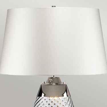 Table lamp with grey glass base and natural white shade | ⌀46 x 74 cm | Lena |