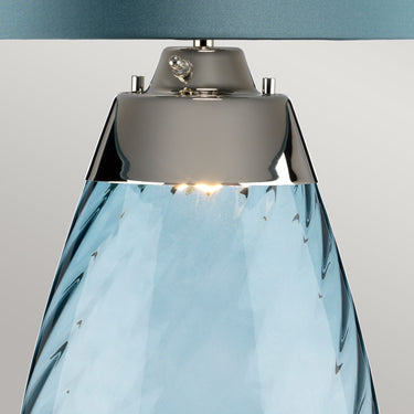 Table lamp with blue-tinted glass base and shade | ⌀46 x 74 cm | Lena |