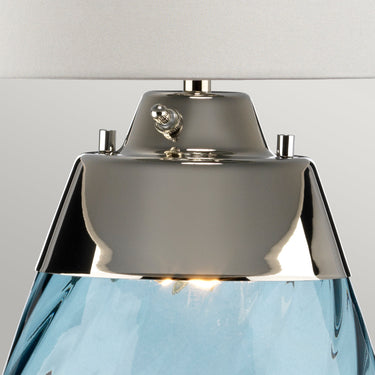 Table lamp with blue-tinted glass base and off-white shade | ⌀46 x 74 cm | Lena |