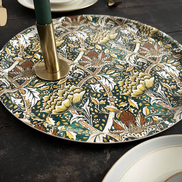 Pyöreä kelta-vihreäsävyinen tarjotin | ⌀38 cm | William Morris Windrush