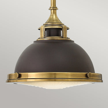 Pendant lamp dark brown and antique brass | ⌀29.2 x 47 - 108 cm | Amelia