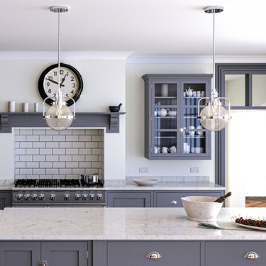 Pendant lamp polished nickel | For bathroom | ⌀24 x 37.6 cm - 129 cm | Triocent | (IP44)