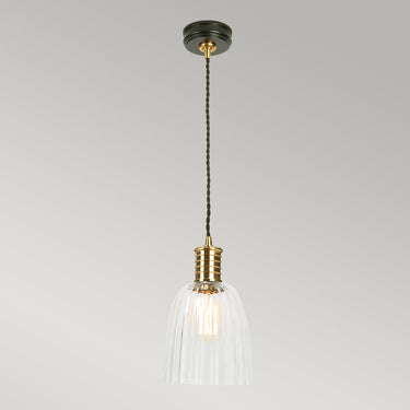 Pendant lamp black metal polished brass | ⌀10 x 25.5 - 215.5 cm | Douille |
