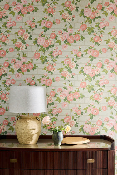 Rose Garden Green Stone | non-woven tapetti | In the Garden