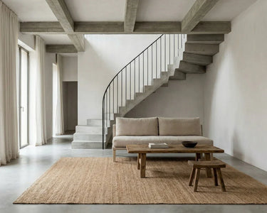 Brown 1.3 cm thick striped jute rug | Stripes