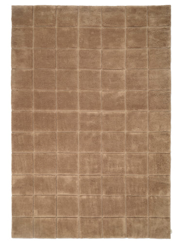 Ruskea ruutukuviollinen 2 cm paksu villamatto | Grid Wheat