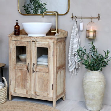 Reclaimed wood sideboard in wood color | 74 x 36 x 100 cm | Grimaud