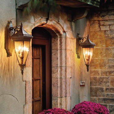 Wall lamp brushed bronze | Outdoor | 23.5 x 34.3 x 78.7 cm | Venetian Rain | (IP44)
