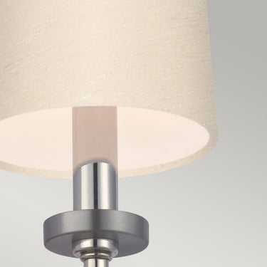 Wall lamp Polished chrome, beige faux silk shade | For bathroom | 12 x 16.2 x 40.6 cm | Felixstowe | (IP44)