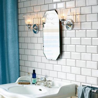 Wall lamp polished chrome | For bathroom | 13.9 x 17.3 x 21.7 cm | Austen | (IP44)