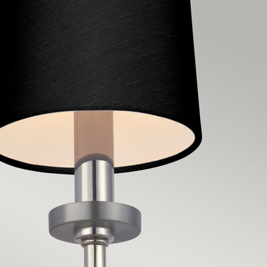 Wall lamp Polished chrome, black faux silk shade | For bathroom | 12 x 16.2 x 40.6 cm | Felixstowe | (IP44)