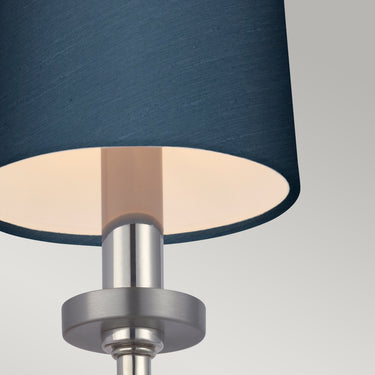 Wall lamp Polished chrome, dark blue artificial silk shade | For bathroom | 12 x 16.2 x 40.6 cm | Felixstowe | (IP44)