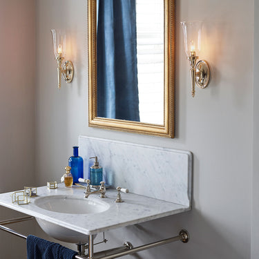 Wall lamp polished brass | For bathroom | 12 x 12 x 41 cm | Dryden | (IP44)
