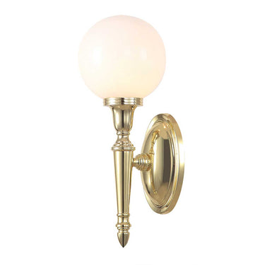 Wall lamp polished brass | For bathroom | 13 x 13.5 x 35 cm | Dryden | (IP44)