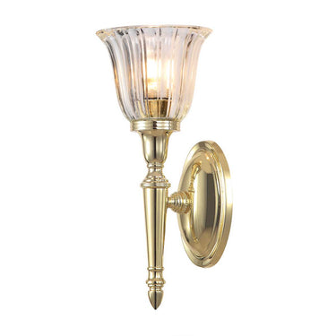 Wall lamp polished brass | For bathroom | 14 x 14 x 33 cm | Dryden | (IP44)