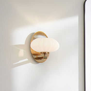 Wall lamp matte gold | For bathroom | 17.9 x 21.9 x 20.3 cm | Pim | (IP44)