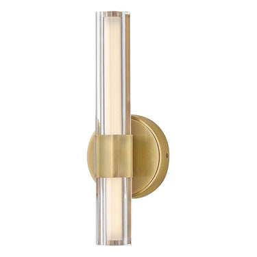 Georgette LED-seinävalaisin messinki ja kirkas uurrettu kristalli, korkeus 35,6 cm