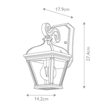 Wall lamp black | Outdoor | 14.2 x 17.9 x 27.4 cm | Bayview | (IP44)