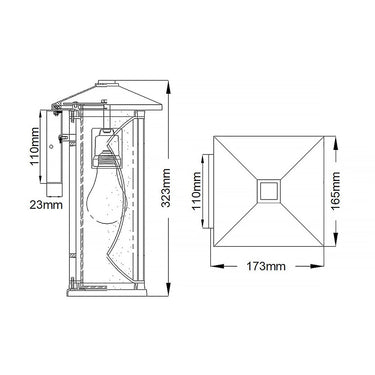 Wall lamp black | Outdoor | 16.5 x 17.3 x 32.3 cm | Ashbern | (IP44)