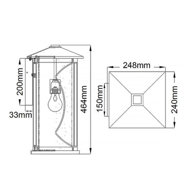 Wall lamp black | Outdoor | 24 x 24.8 x 46.4 cm | Ashbern | (IP44)