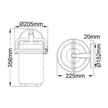 Wall lamp black-gray | Outdoor use | 20.5 x 22.5 x 35.6 cm | andover | (IP44)