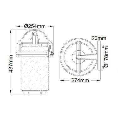 Wall lamp black-gray | Outdoor use | 25.4 x 27.4 x 43.7 cm | andover | (IP44)