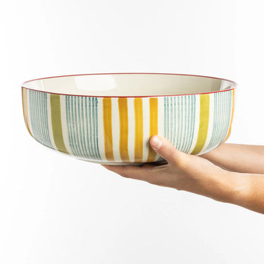 Sini-keltainen salaattikulho | Ø30 x 10 cm | STRIPES