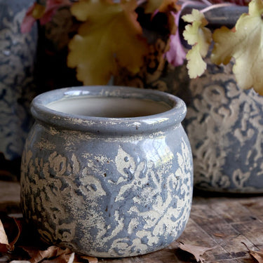 Antibes Planter w. flower pattern H15/D20 cm opal