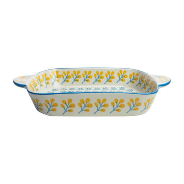 Blue-toned baking dish | 35 x 22 x 6 cm | FLORAL