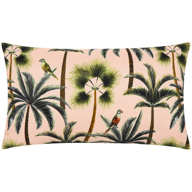 Sisustustyyny vaaleanpunainen-turkoosi | Myös ulkokäyttöön | 50 x 30 cm | Palm trees
