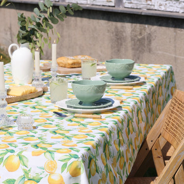 Aix Tablecloth w. lemons L240/W140 cm white