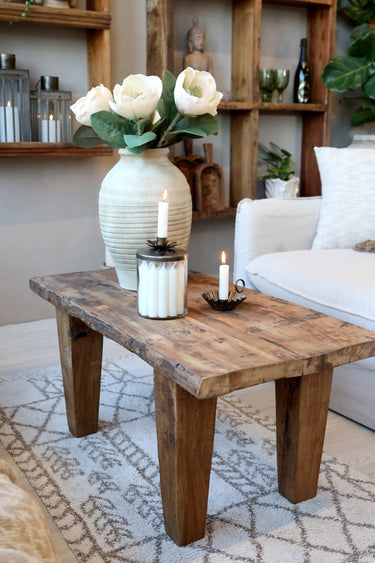 Round coffee table made of recycled wood | Ø72 x 48 cm | Grimaud