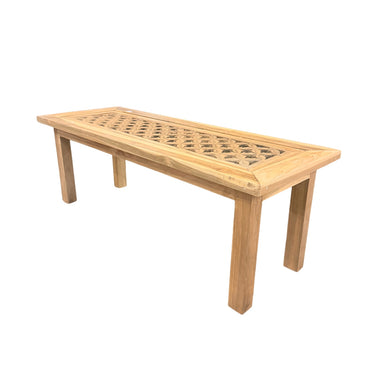 Tiikkipuinen sohvapöytä lasikannella | 125 x 46,5 x 45 cm | Vintage-Vintage by Sasu's-Sasu’s sisustus- ja huonekaluliike