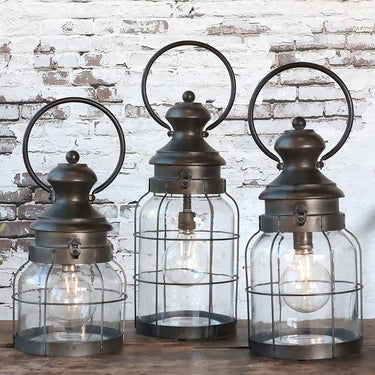 Tummanharmaa tallilyhty polttimolla | K32cm | French Stable Lantern