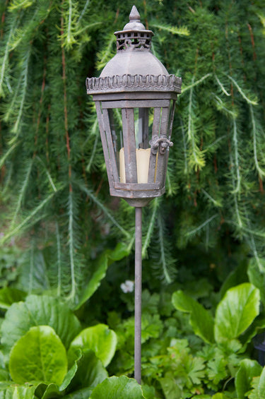 Outdoor candle lantern antique grey | Ø12 x 96cm