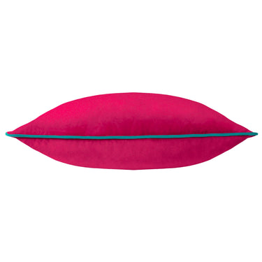 Raspberry red decorative pillowcase with teal piping | 45 x 45 cm | Meridian
