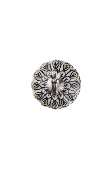 White and black floral coat hook | Ø6 cm
