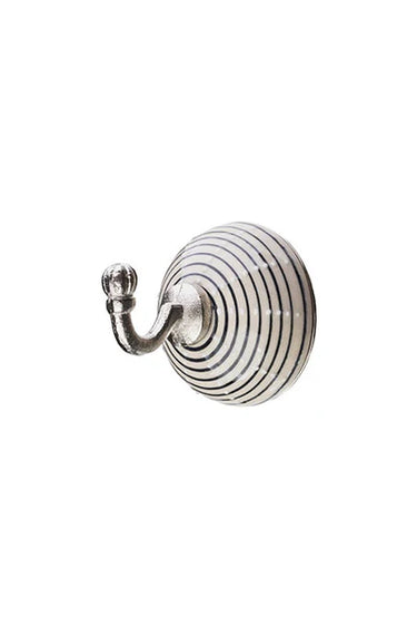 Black and white striped coat hook | Ø6 cm