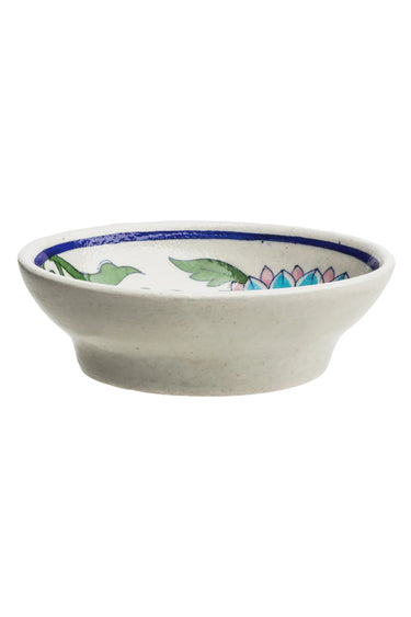 Valko-vihreä saippuakuppi | 13 x 10 x 4 cm | BLUE POTTERY