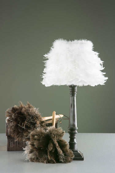 Lampskärm Fjäder Vit | 21 x 17 x 14 cm
