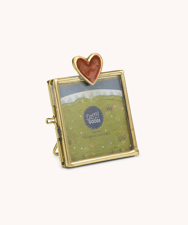Photo frame in brass for 5 x 5 cm photo | 5.3 x 0.6 x 7.8 cm | Pyar Heart Mini
