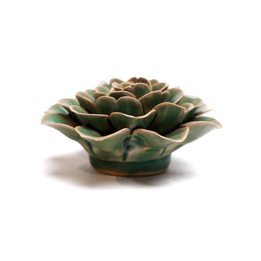 Green rose porcelain flower | 8.9 x 4.1 cm